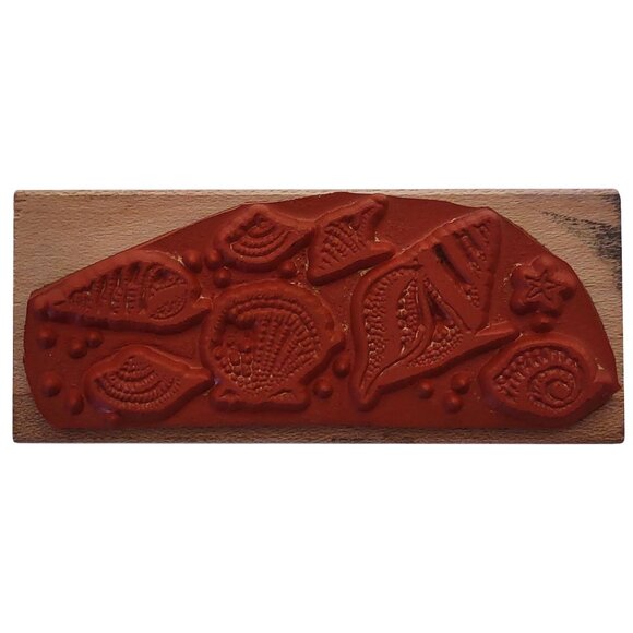Shell Border Rubber Stamp Wood Block Nautical By All Night Media - Picture 2 of 5